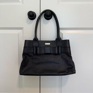 Kate Spade Quinn Villabella Bag Black Leather Bow Handbag Purse Tote